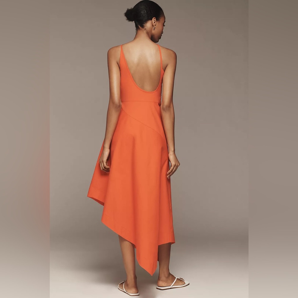 Anthropologie Asymmetric Red Sexy Floral Cocktail Party Dress Resort Wear 2 - Picture 2 of 14